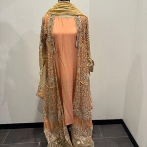 & Other Stories Peach and Gold Maxi Dress